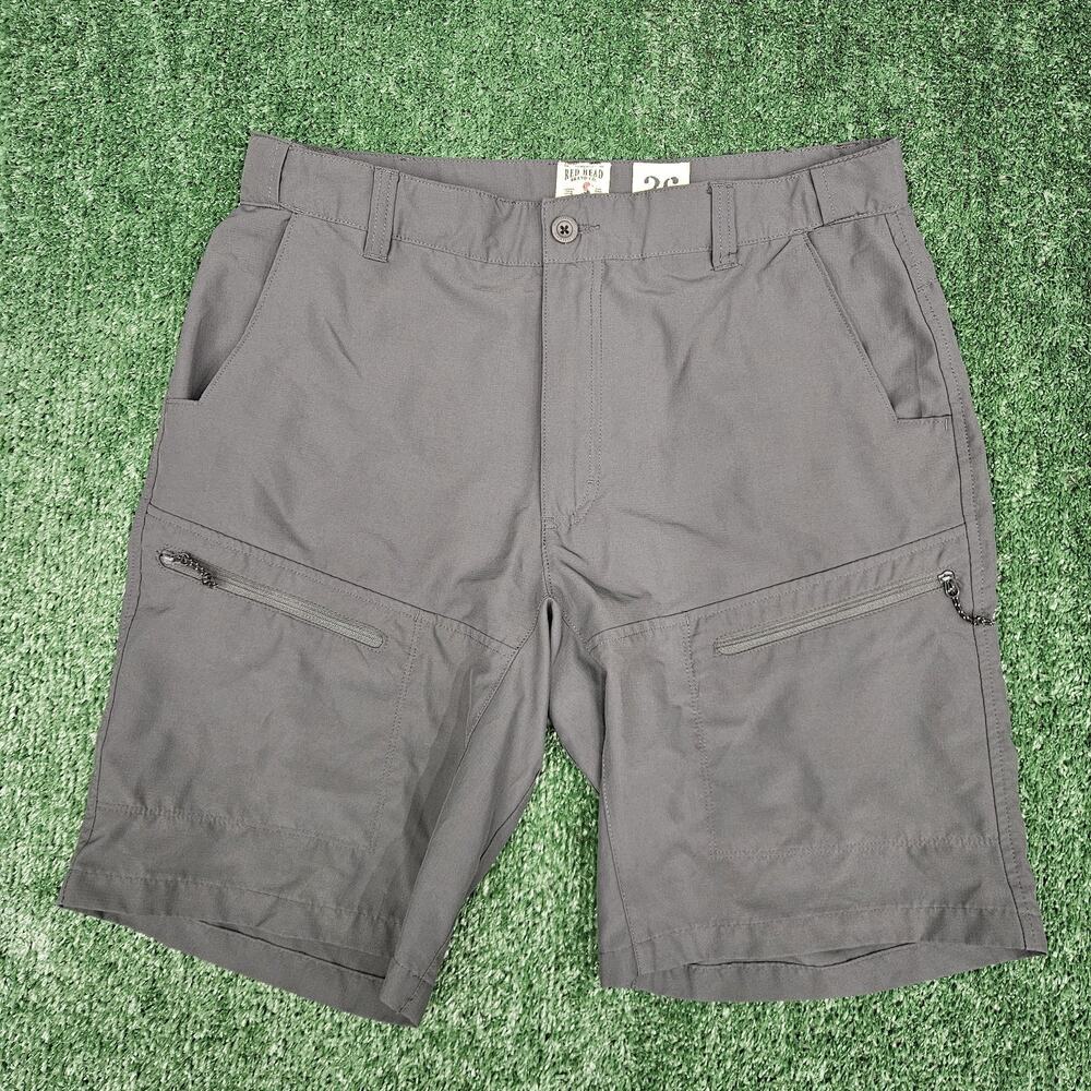 Red Head Brand Shorts Mens 36 Gray Zip Cargo Pocket Flat Front Outdoor Hiking